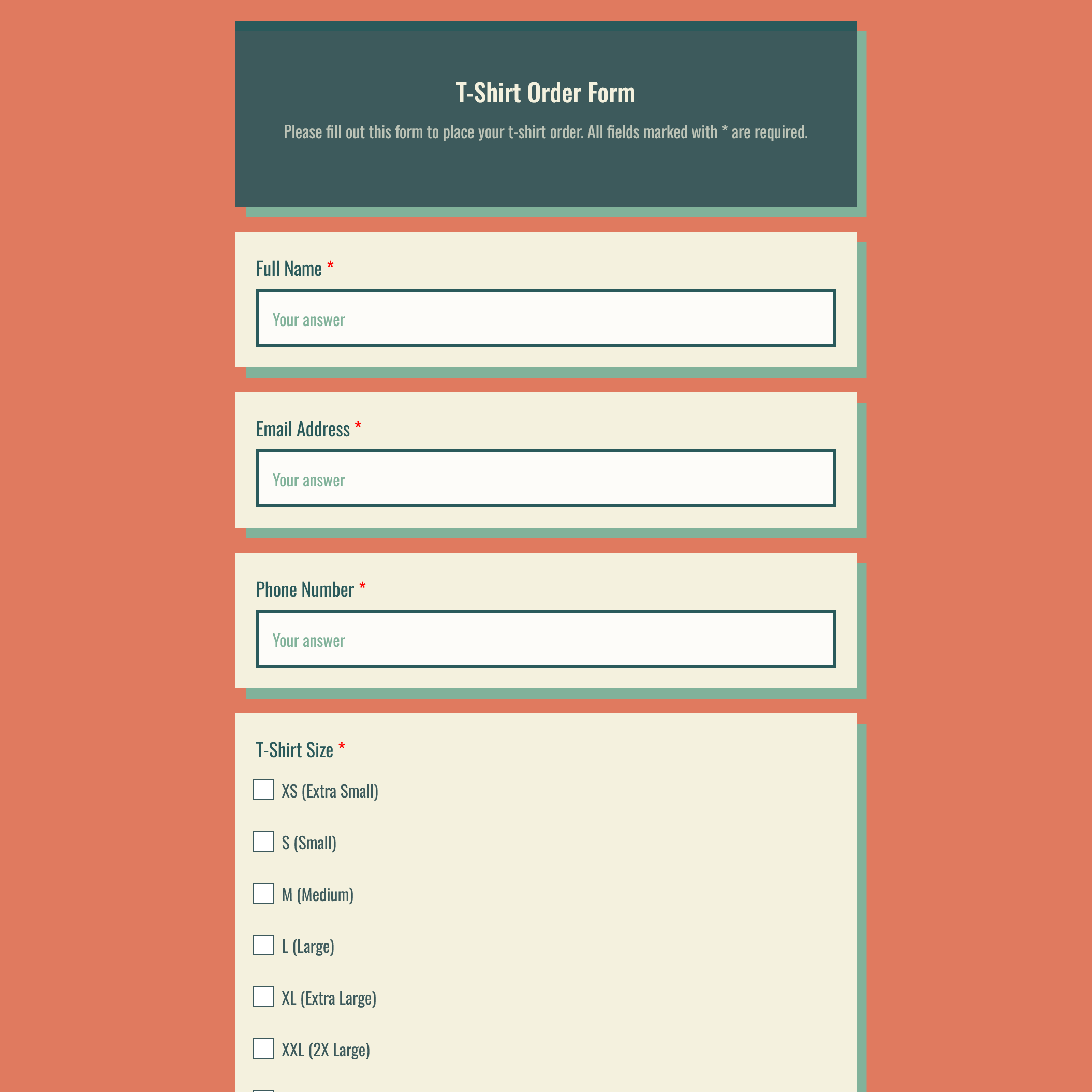 The same form designed with BeeForm