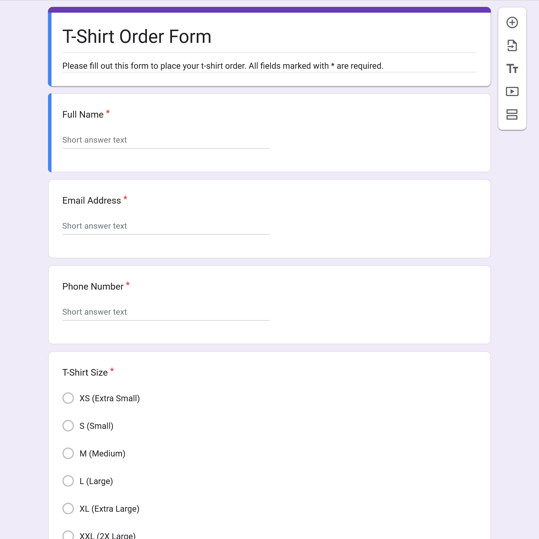 A plain Google Form